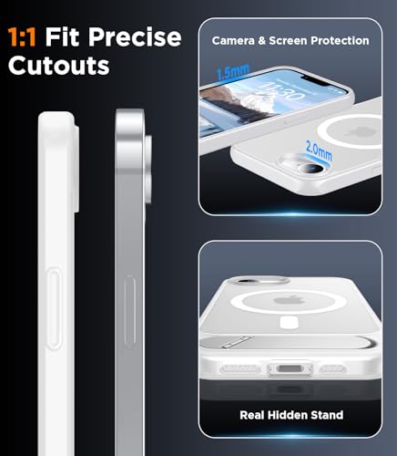 Image of Magnetic Compatible with iPhone 17e Case & iPhone 16e Case,[Built-in Invisible Kickstand][Compatible with MagSafe][Military Grade Shockproof] Slim Translucent Matte Case for iPhone 16e /17e 6.1 inch