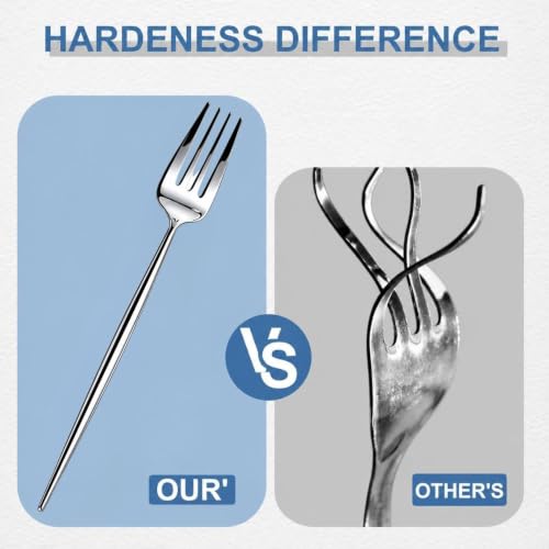 Image of 12 Pcs Silver Slim Handle Stainless Steel Cutlery Set for Dining Table with Spoons and Forks Set + Butterknives - The Perfect Tableware /Flatware