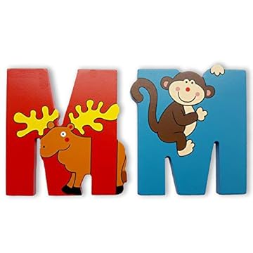 Vinsani® Wooden Jungle Animal Alphabet Letters Personalised Bedroom Wall Door Name (M)