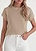 PRETTYGARDEN Women's 2026 Spring Fashion Sweater Vest Business Casual Crochet Tops Cap Sleeve Knit Shirt Beach Summer Outfits (Khaki,Medium)