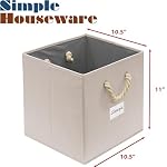 Simple Houseware 11-Inch Cube Storage Bin with Braided Handles, Ivory - Image 3