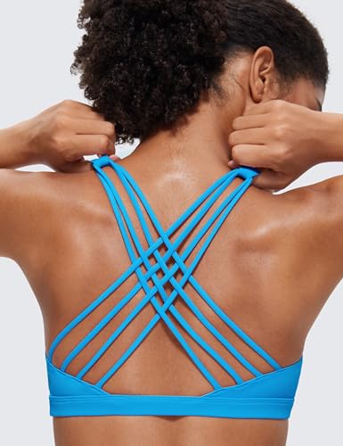 Image of CRZ YOGA Naked Feeling Strappy Sports Bras for Women - Criss Cross Back Wireless Padded Cami Yoga Workout Top