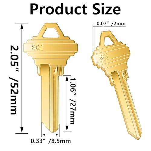 Lesnala 32pcs Uncut Blank Keys Bulk for House Door Lock Replacement Universal Kwikset Brass Finish Golden SC1