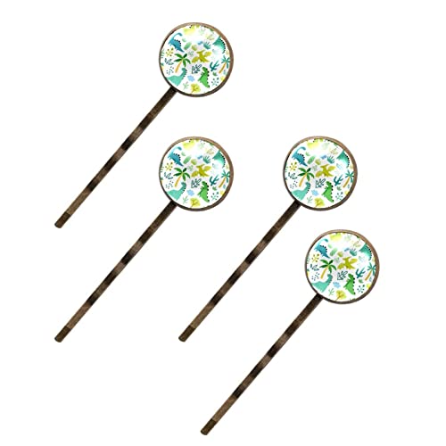 Barrettes à cheveux femme lot de 4 motifs dinosaure et arbre vert