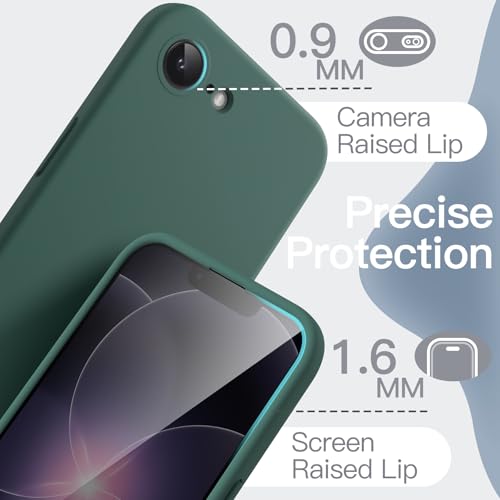 Image of JETech Liquid Silicone Cover Case for iPhone 17e (2026) / iPhone 16e, Silky Soft Touch Full-Body Protective Phone Case, Anti-Scratch Shockproof Cover with Microfiber Lining (Midnight Green)