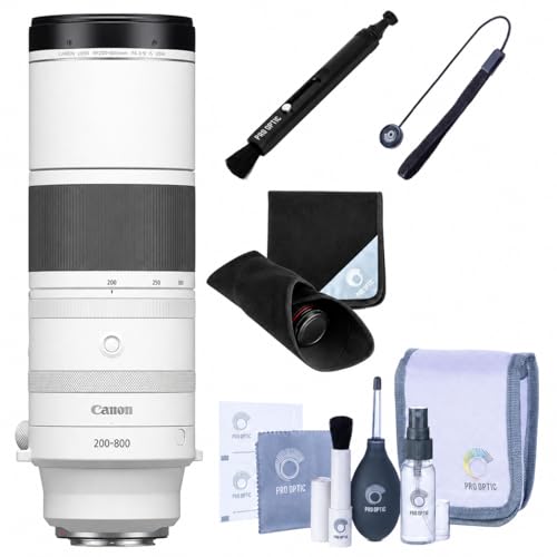 Canon RF 200-800mm f/6.3-9 is USM Super-Telephoto Zoom Lens, for EOS R Mirrorless, Wildlife & Sports, Compact Lightweight, Bundle w/Lens wrap, Complete Cleaning Kit, 1 Year Warranty