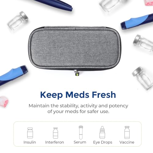 Image of AUVON Insulin Pen Cooler Travel Case with 2 * 90g TSA Approved Ice Packs, Diabetic Medication Insulated Cooling Bag for Insulin Pens and Diabetic Supplies Storage, Compact for Daily Life and Trips