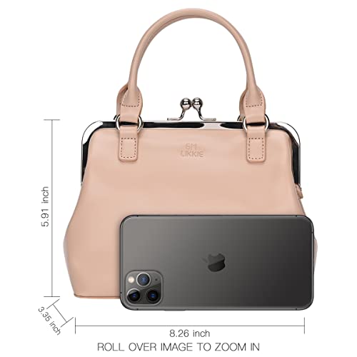 Image of GM LIKKIE Kiss Lock Purses and Handbags, Vintage PU Leather Clutch Purses for Women, Top Handle Evening Handbag