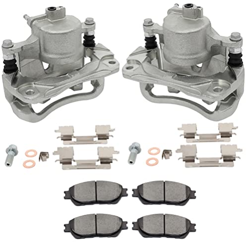 Image of SCITOO Front Left & Right Brake Kit [4] Brake Pads [2] Brake Disc Calipers w /Bracket Compatible With 2005-2007 for Toyota for Avalon,2005-2006 for Toyota for Camry