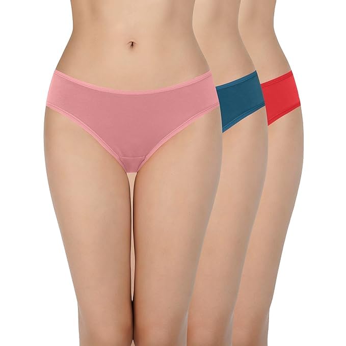Image of LOURYN KOULYN Solid Low Rise Cotton Bikini Panty Pack(Pack of 3)