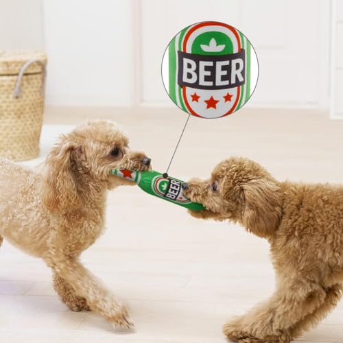 Bierflaschen-Plüschspielzeug,Quietschendes,Interaktives Hundekauspielzeug,Weiches Bierflaschen Plüsch,Lustiges und Süßes Plüschspielzeug für kleine,Mittelgroße und Große Hunde und Andere Haustiere