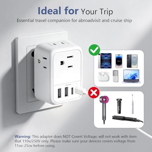 2 Pack European Travel Plug Adapter, FLASHSONIC European Plug Adapter - 5