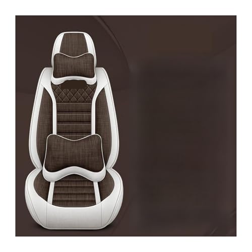 リンカーン アビエーター MKZ マーク MKC MKX MKS ナビゲーター カーアクセサリー対応 ユニバーサル リネン サマー カーシートカバー フルセット(Coffee Pillow)