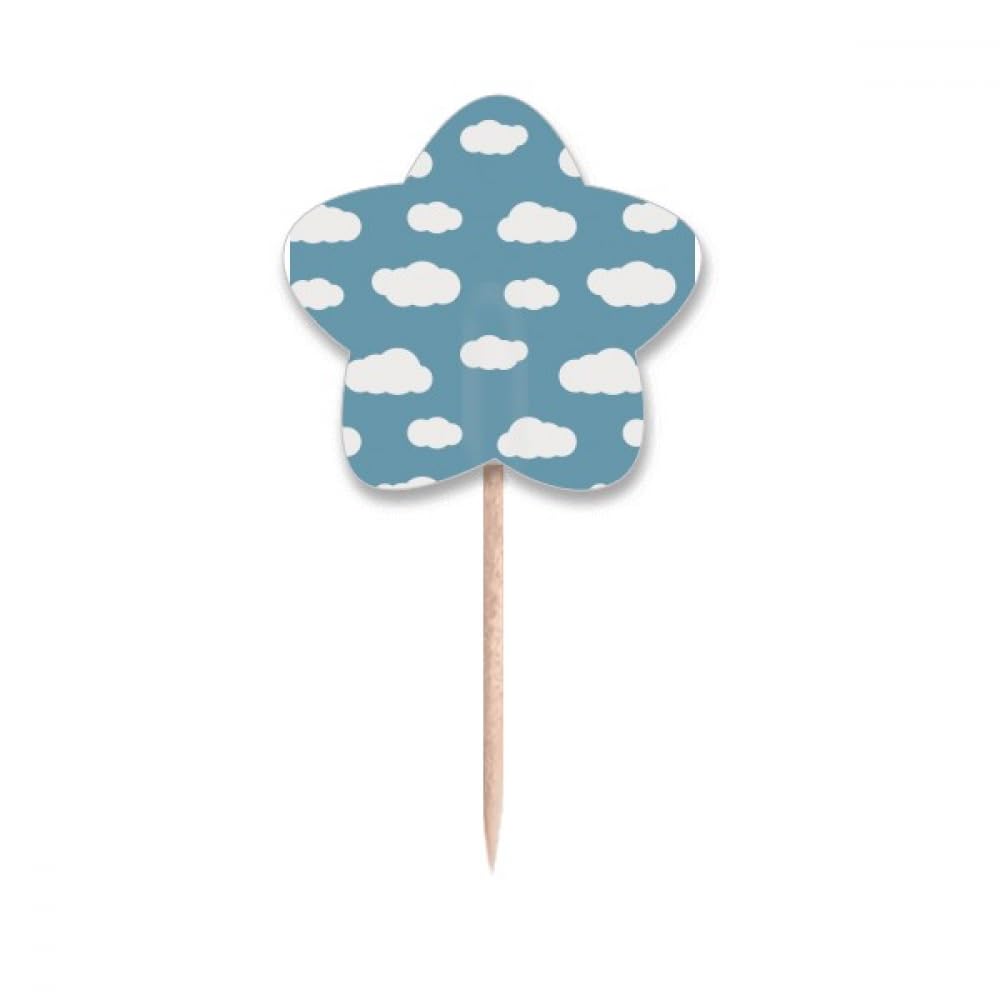 Cure-dents blanc nuage bleu météo étiquette cupcake et drapeaux