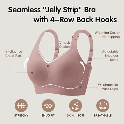 Image of Womens 2025 Seamless Wireless Supportive Bra Push Up Comfort Soft No Underwire Full Coverage T-Shirt Bras (M-4XL)