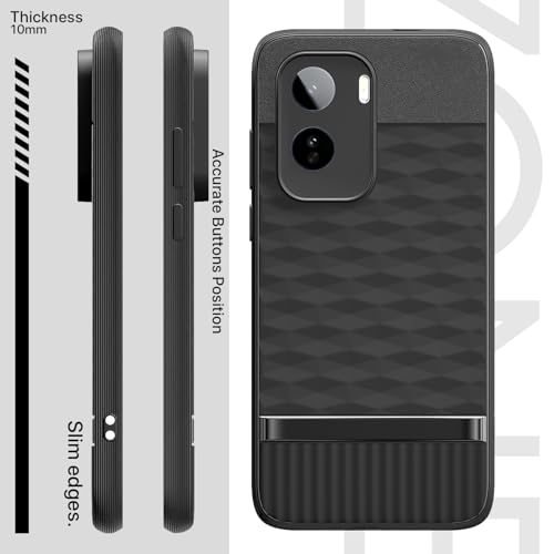 Image of Pikkme Back Cover for Vivo T5 Pro 5G Camera Protection 3D Hexa Cube Design Silicone Protective Bumper Case (Black)