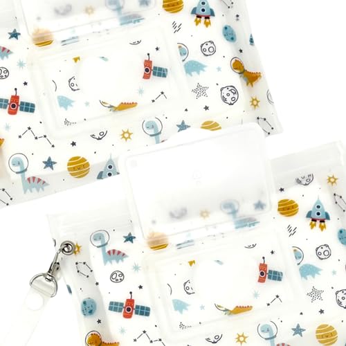 Orchid Hearts Baby Wipes Dispenser - Portable & Refillable Wet Wipe Pouch, Reusable Baby Wipes Holder & Baby Wipe Container, Baby Essential, Makeup Wipe Travel Case - Dinosaurs Love, 2pcs