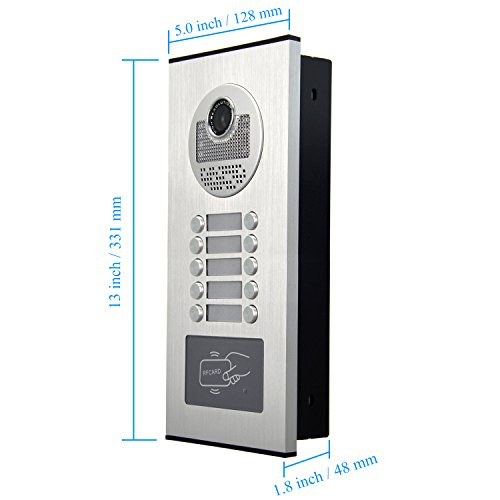 AMOCAM Video Intercom Entry System, Wired 7" LCD Monitor Video Door Phone Kits for 10 Units Apartment, Support Monitoring, Unlock, Dual Way Door Intercom, ID Keyfob Unlock,New
