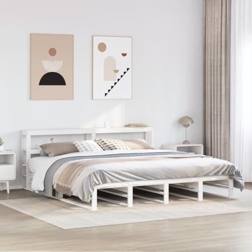 Lumanois Cama sin colchón Madera Maciza de Pino Blanca 180x200 cm,Mobiliario,Camas y somieres,47.6kg-3306505