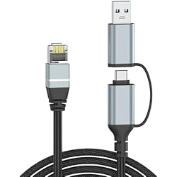 Dacrown USB C to Ethernet Cable 10 FT, Type C to RJ45 LAN Cord, Gigabit Network Internet Adapter, Directly Connected, Thunderbolt 4/3 Compatible with MacBook Air/Pro, XPS, iPhone 15 Series, Galaxy S24