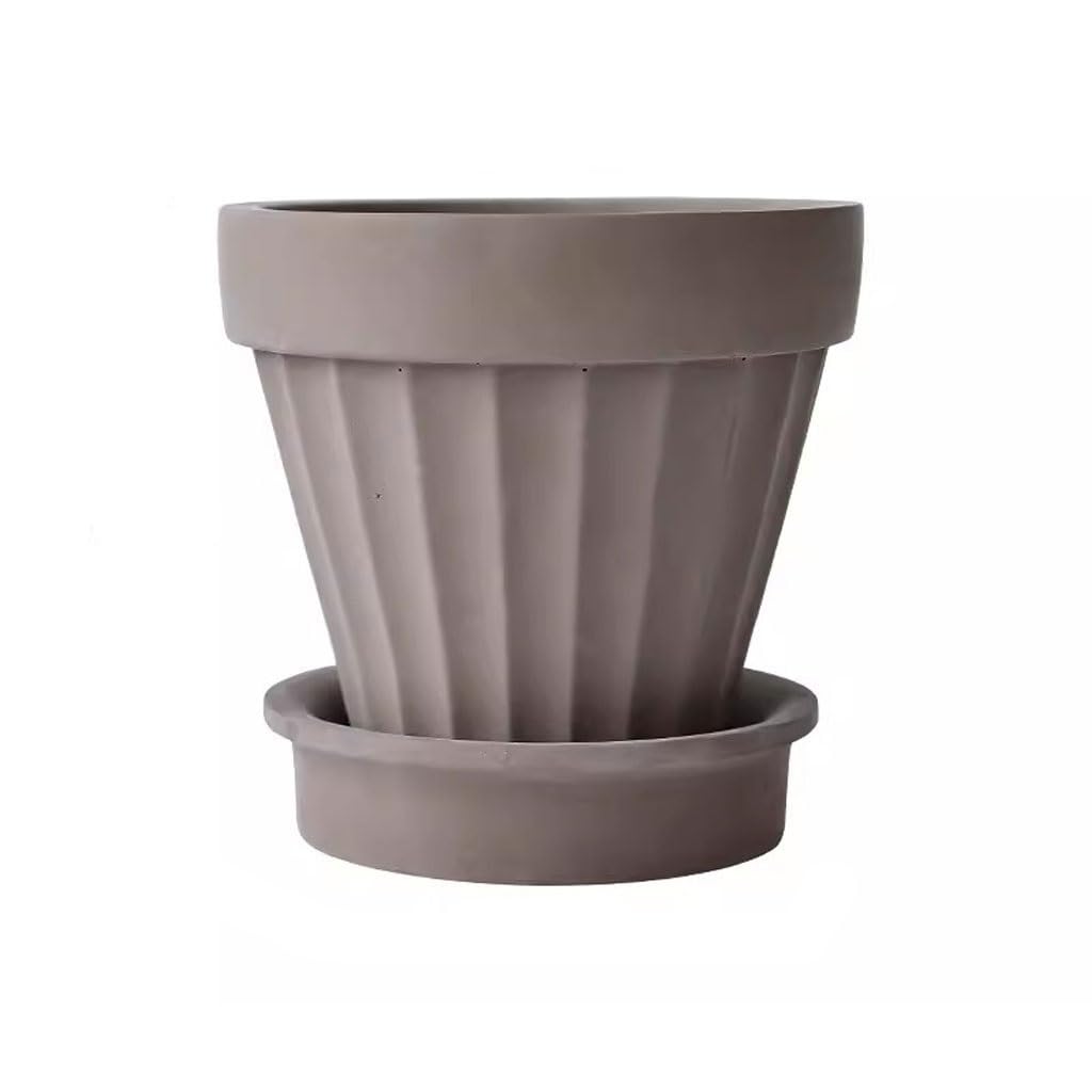 GELASIGE Flower Pots Creative Cement Breathable Green Plant Pot Living Room Balcony Desktop With Tray Simple Small Flower Pot Outdoor Flower Pots(A)
