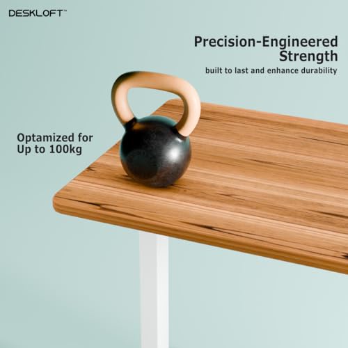 Image of Motorized Electric Standing Desk, Height Adjustable Sit Stand Workstation with Walnut Wood Grain Top, Ergonomic Computer Desk for Home & Office (White Frame & Brown Top, 1200 x 600 mm)