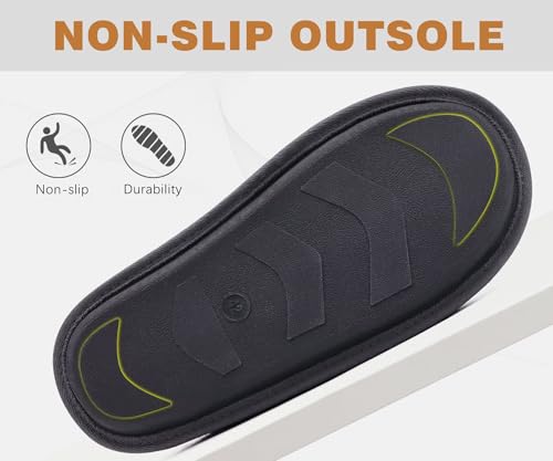 Image of KuaiLu Mens House Memory Foam Slippers with Comfortable Warm Plush Lining