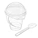 Foraineam 100-Pack 5 oz. Thick Plastic Dessert Cups with 100 Lids and 100 Spoons, Disposable Reusable Appetizer Serving Bowls
