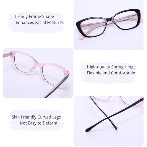 Image of Firmoo Blue Light Blocking Computer Reading Glasses Vintage Cateye Acetate Frame for Women 0.5x-3.0x