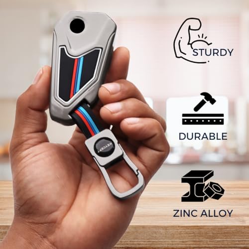Image of KEYCEPT Metal Alloy Key Cover for Compatible for Universal Bike Hero, RE, Bajaj, TVS, Yamaha, Meteor, Honda, Jawa Bikes flip Key with Keychain (Short Keychain)
