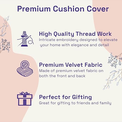 Image of Wakefit Designer Cushion Cover | 16x16 inch | Thread Work on Velvet Fabric | Maze | Machine Washable | Pack of 1 | Brown