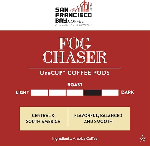 Image of San Francisco Bay Compostable Coffee Pods - Fog Chaser (12 Ct) K Cup Compatible including Keurig 2.0, Medium Dark Roast