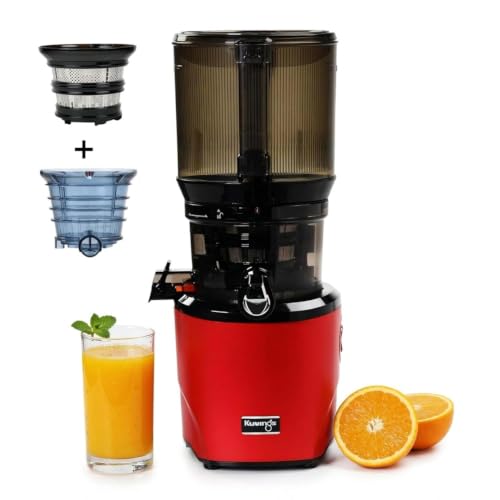 Image of Kuvings Professional Cold Press Whole Slow Juicer, World's First Juicer with Patented Automatic-Cutting Auger to reduce juicing time (AUTO 10 Red + Smoothie & Sorbet)