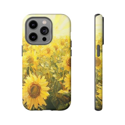 Coque rigide mate premium iPhone 14 Pro motif tournesol éclatant