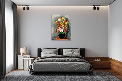 Tableau de fleurs abstrait grand tableau de décoration murale 80x105 - 3