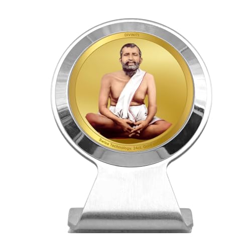Image of Diviniti 24K Gold Plated Shri Ramakrishna Paramahansa Car Dashboard Idol Frame | Premium Spiritual Car Accessory for Divine Blessings & Positivity | Luxury Devotional Gift for Car, Office & Home | 6X4