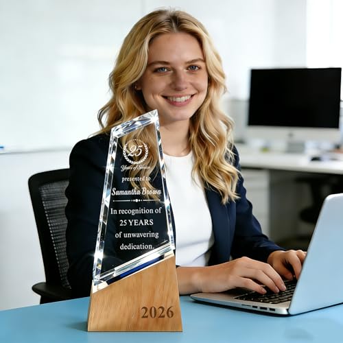 Image of Custom Crystal Award Trophy, Personalized Trophy with Company Logo & Text