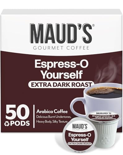Image of Maud's Espresso Roast Coffee Pods, 50ct, Dark Roast Coffee in Single Serve Pods - 100% Arabica Coffee, Compatible with Keurig K Cups Maker