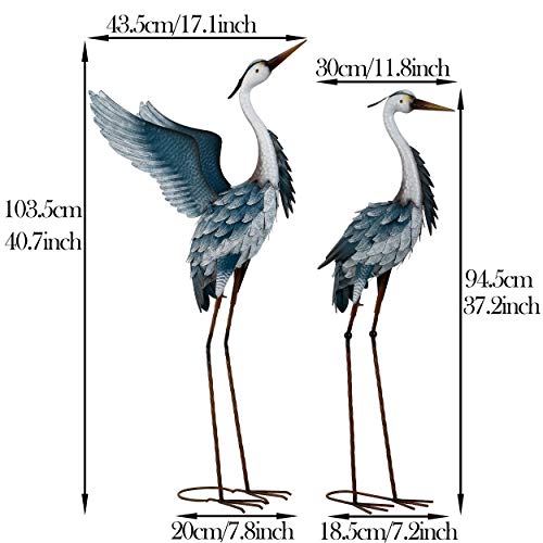 Teresa'S Collections Garden Decor Blue Heron Yard Art Decor, 37-40.7 Inch Large Metal Cranes Statues Decoy For Outdoor Indoor Decorations thumb #3