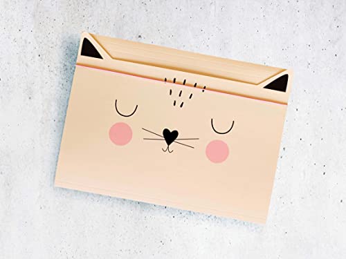 Interdruk A4 - Gummizug Zeichenmappe für Kinder - aus Starkem Karton - Soft-Touch - Innen und Außen Bedruckt - Form - Katze, 5902277329530, A4+
