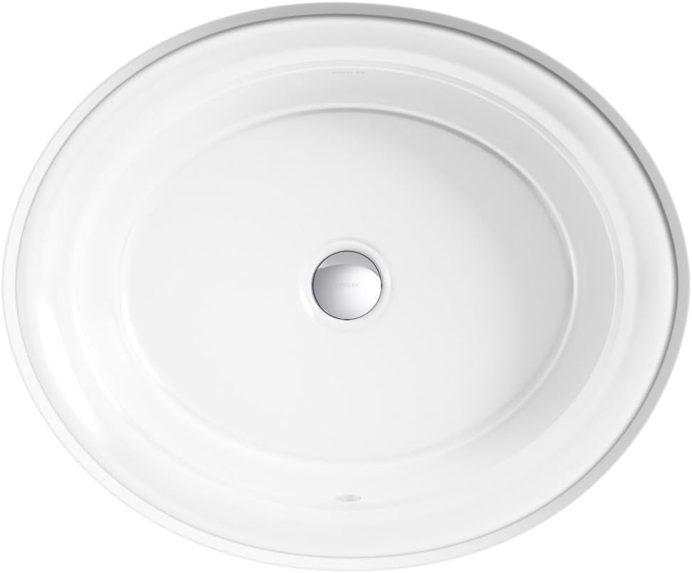 White Ceramic Oval Undermount Bathroom Sink