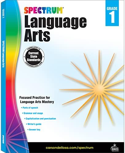 Spectrum Language Arts First Grade Workbook, Grammar, Parts of Speech, Spelling, Proofreading, and Writing Practice, Classroom or Homeschool Curriculum