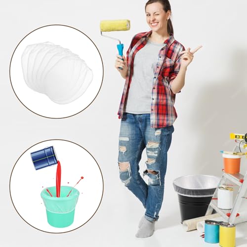 6PCS 1-Gallon Paint Strainer Bags with Elastic Drawstring, Fine Nylon Mesh Disposable Filters for Paint and Gardening, White - Thumbnail 7