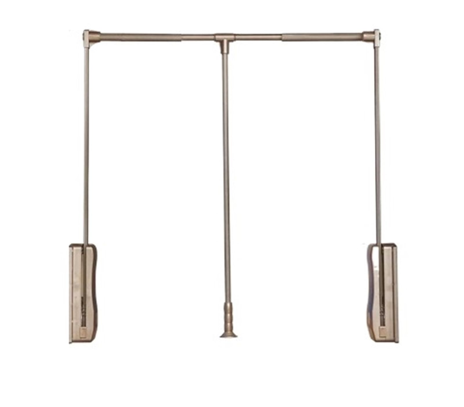 ATEUXOL Adjustable Pull Down Wardrobe Rail Pull-down Clothes Rail Wardrobe Lift And Flip Pull Down And Up And Telescopic Balcony Cabinet Adjustable(Brown-930-1250mm)