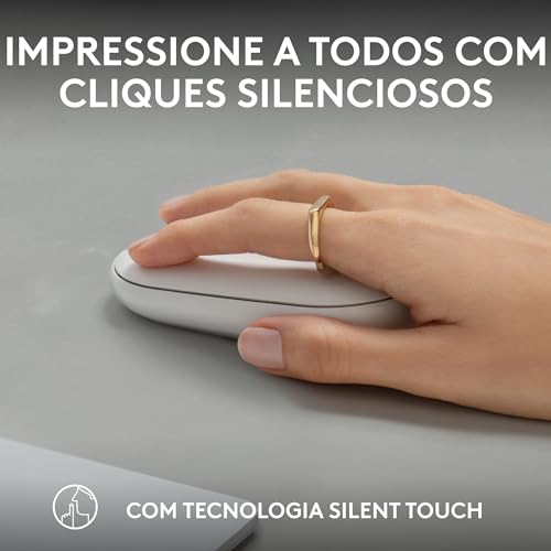 Mouse sem fio Logitech Pebble 2 M350s com Clique Silencioso, Design Slim Ambidestro, Conexão Bluetooth e Pilha Inclusa - Bran