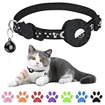 Airtag Cat Collar, Refective Collar for Cat with Safety Buckle and Waterproof Air Tag Holder in 3/8" Width, Cat Airtag Collar, Cat Collar Compatible with Apple Airtag for Kitten Puppy