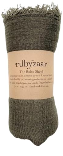 The Boho Shawl - Fringed Eyelid Edge - Army Color by Ruby Zaar2