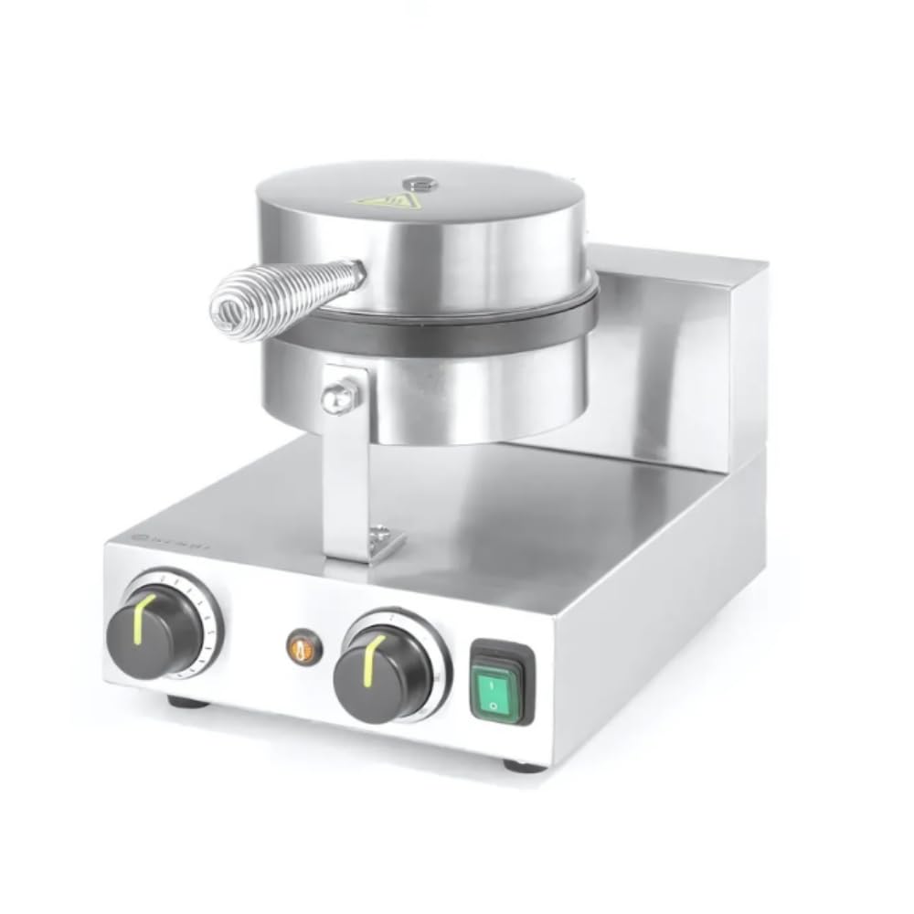 MBH - Gofrera profesional redonda. Máquina de gofres industrial con termostato y temporizador para hostelería