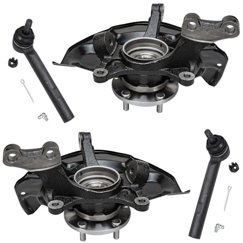 Image of Detroit Axle - Front Steering Knuckles & Wheel Hub Bearings + Outer Tie Rod Ends Replacement for RX330 RX350 RX400h Highlander - 4pc Set