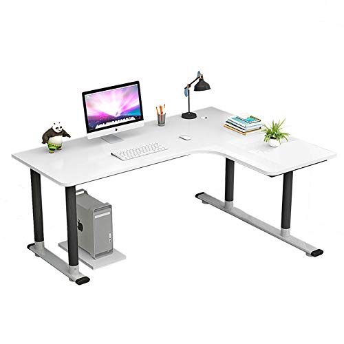 DLMSDG Mesa De Computadora En Forma De L, Escritorio Industrial, Mesa De Ordenador Mesa De Pc Escritorio De Oficina Mesa Esquinera De ÁNgulo, para Hogar Escuela Y Oficina, Acero Balda(Right Corner)